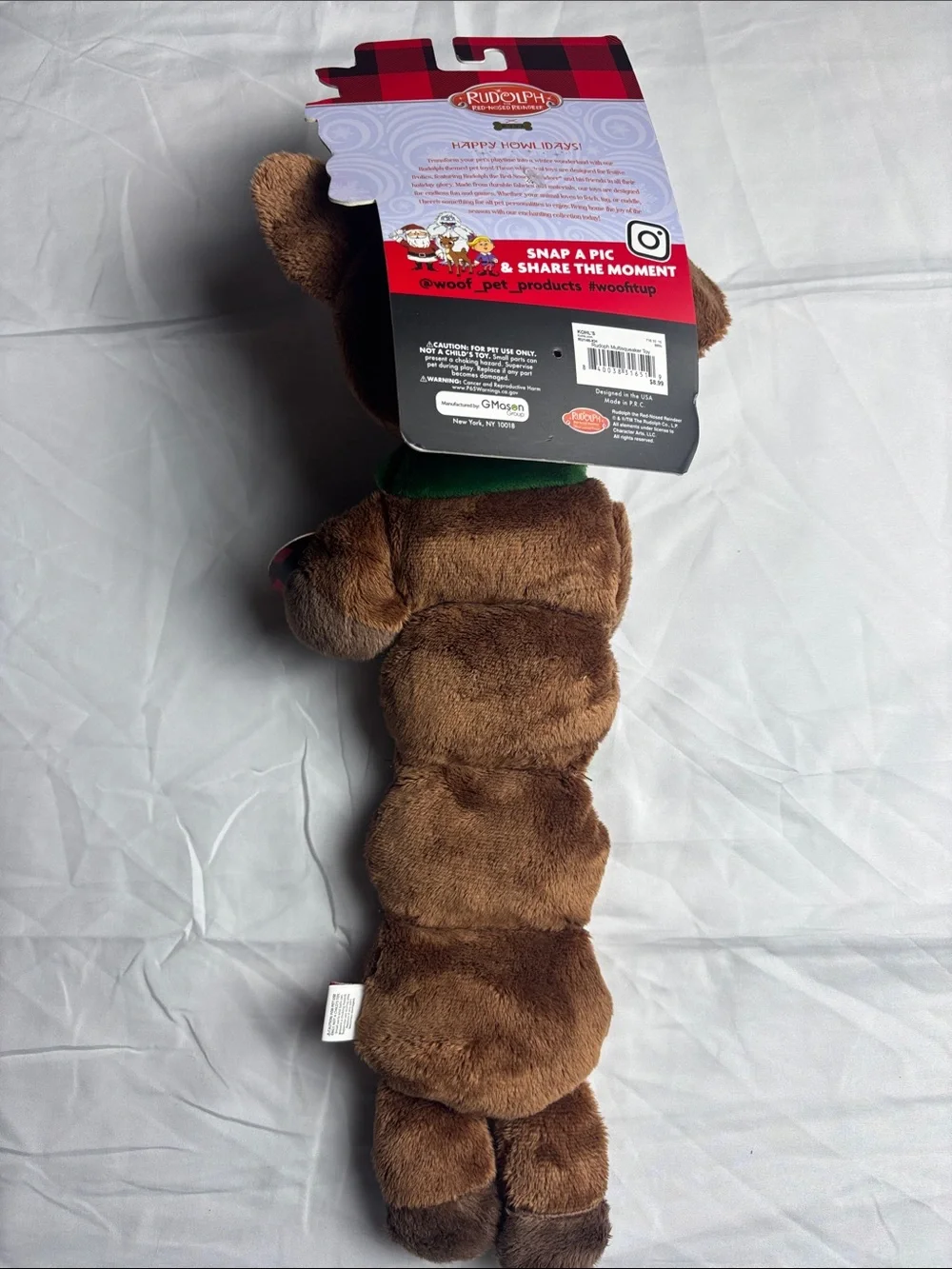 BNWT Woof Dog Toy: Rudolph the Red-Nosed Reindeer. 5 Squeakers